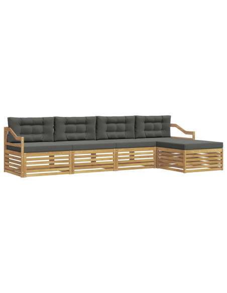 Set di divani da esterno 5 pcs Bianco e Antracite Poliestere