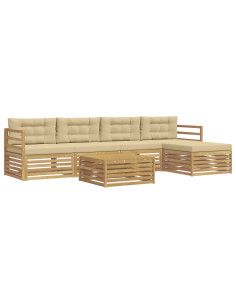 Set di divani da esterno 6 pcs Bianco e Beige 79 x 79 x 37 cm 2