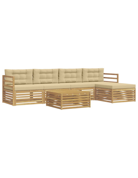 Set di divani da esterno 6 pcs Bianco e Beige 79 x 79 x 37 cm