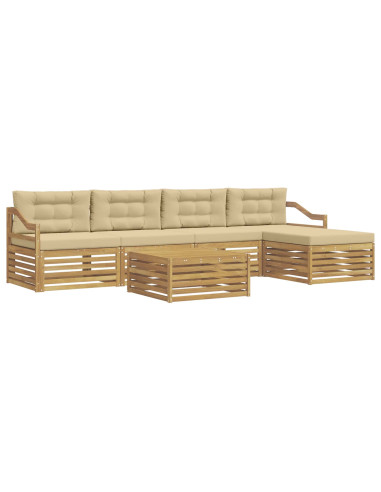 Set di divani da esterno 6 pcs Bianco e Beige 79 x 79 x 37 cm