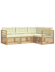 Set di divani da esterno 4 pcs Bianco e Crema 2