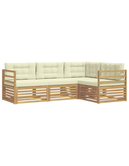 Set di divani da esterno 4 pcs Bianco e Crema