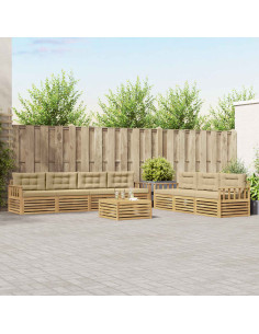 Set di divani da esterno 8 pcs Bianco e Beige 79 x 79 x 37 cm