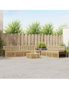 Set di divani da esterno 8 pcs Bianco e Beige 79 x 79 x 37 cm