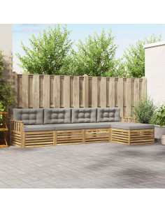 Set di divani da esterno 5 pcs Bianco e Grigio Chiaro
