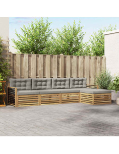 Set di divani da esterno 5 pcs Bianco e Grigio Chiaro