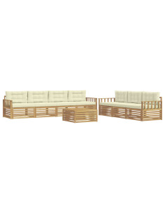 Set di divani da esterno 8 pcs Bianco e Crema 79 x 79 x 37 cm 2