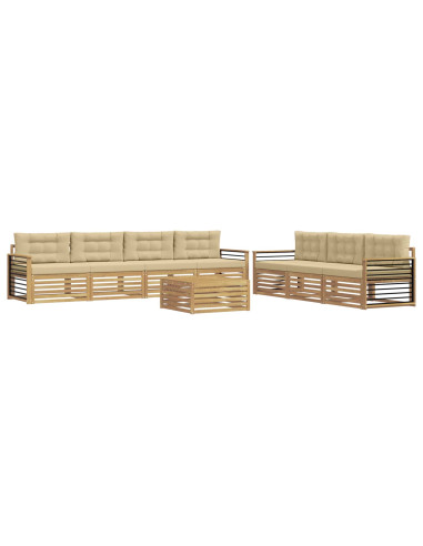 Set di divani da esterno 8 pcs Bianco e Beige 79 x 79 x 37 cm