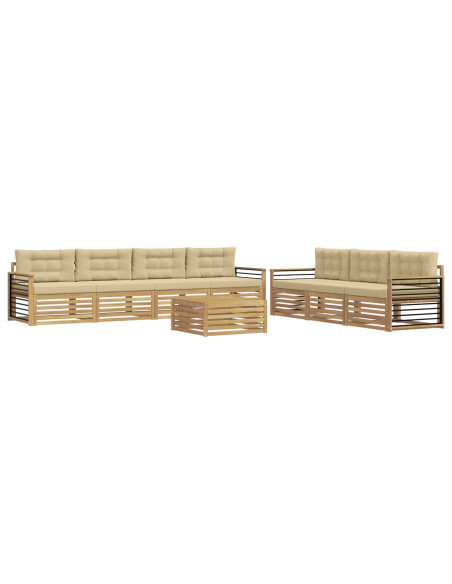 Set di divani da esterno 8 pcs Bianco e Beige 79 x 79 x 37 cm