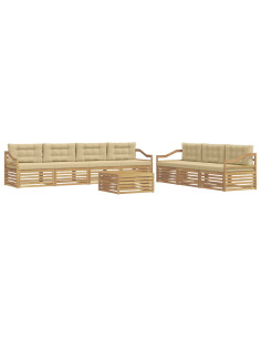 Set di divani da esterno 8 pcs Bianco e Beige 79 x 79 x 37 cm 2