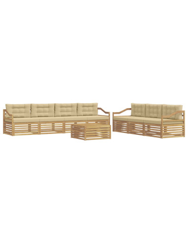 Set di divani da esterno 8 pcs Bianco e Beige 79 x 79 x 37 cm
