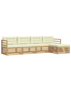 Set di divani da esterno 5 pcs Bianco e Crema Poliestere 2