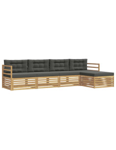 Set di divani da esterno 5 pcs Bianco e Antracite Poliestere 2