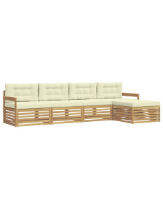 Set di divani da esterno 5 pcs Bianco e Crema Poliestere 2