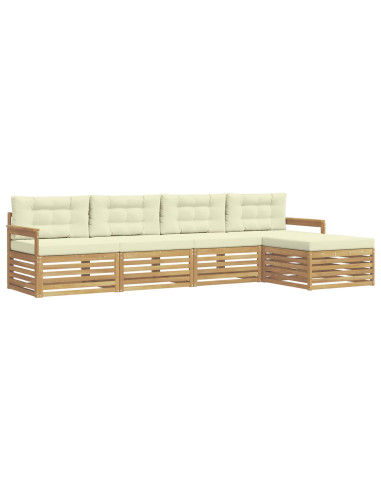 Set di divani da esterno 5 pcs Bianco e Crema Poliestere