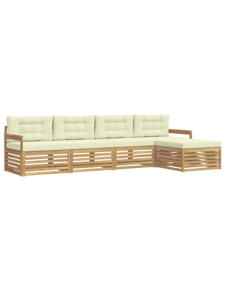 Set di divani da esterno 5 pcs Bianco e Crema Poliestere