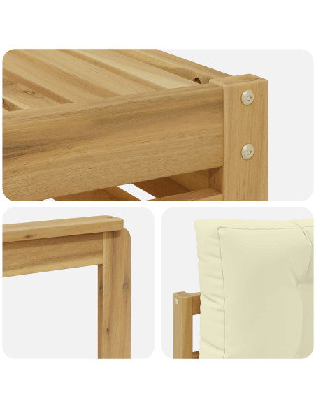 Set di divani da esterno 5 pcs Bianco e Crema Poliestere