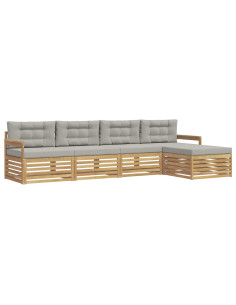 Set di divani da esterno 5 pcs Bianco e Grigio Chiaro 2