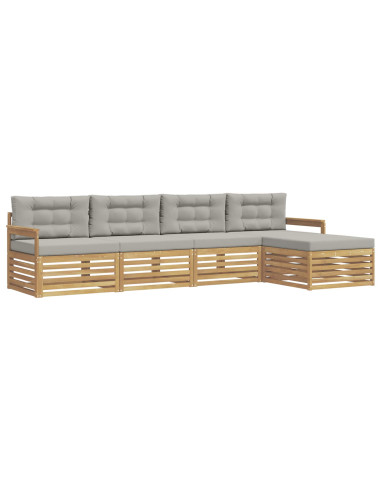 Set di divani da esterno 5 pcs Bianco e Grigio Chiaro