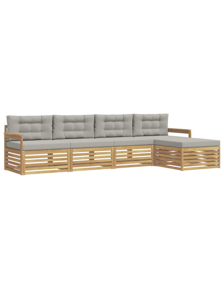 Set di divani da esterno 5 pcs Bianco e Grigio Chiaro