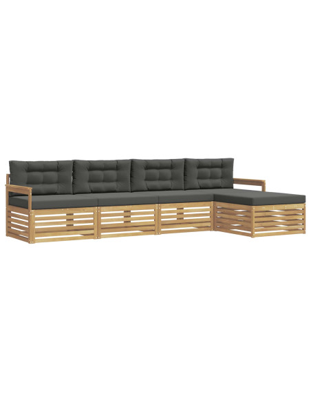 Set di divani da esterno 5 pcs Bianco e Antracite Poliestere