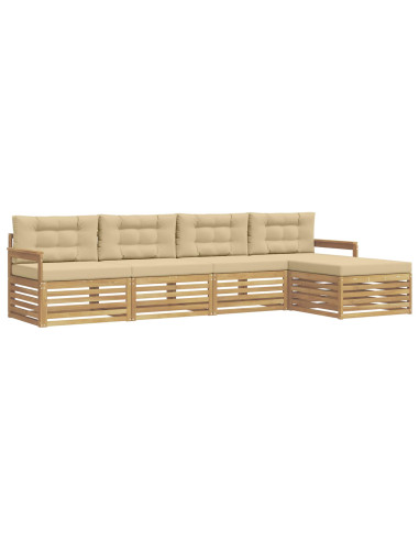 Set di divani da esterno 5 pcs Bianco e Beige Poliestere