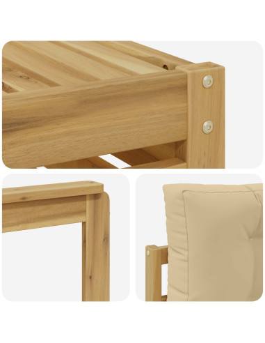 Set di divani da esterno 5 pcs Bianco e Beige Poliestere