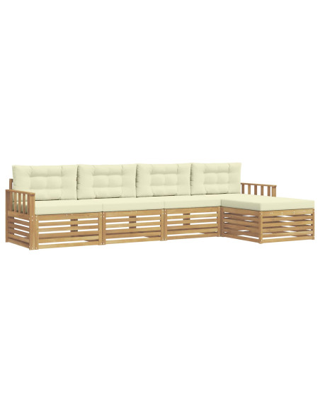 Set di divani da esterno 5 pcs Bianco e Crema Poliestere