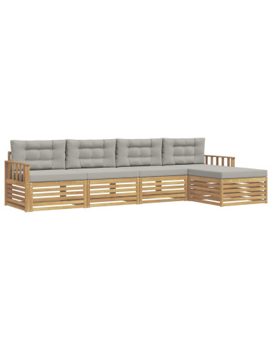 Set di divani da esterno 5 pcs Bianco e Grigio Chiaro