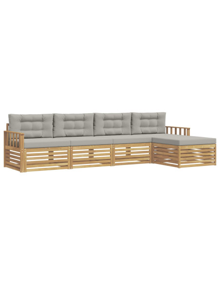 Set di divani da esterno 5 pcs Bianco e Grigio Chiaro