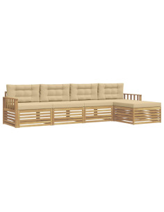 Set di divani da esterno 5 pcs Bianco e Beige Poliestere 2