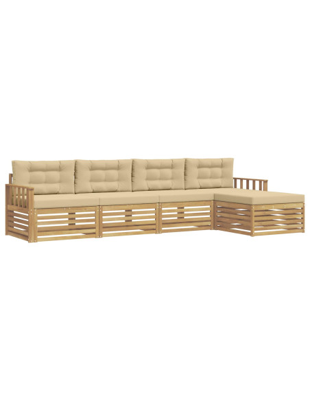 Set di divani da esterno 5 pcs Bianco e Beige Poliestere