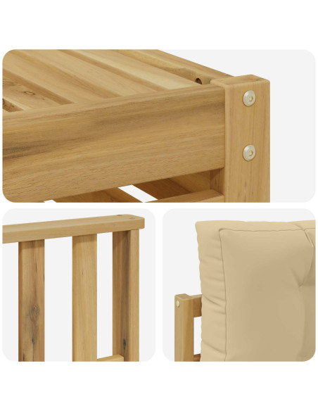 Set di divani da esterno 5 pcs Bianco e Beige Poliestere