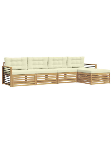 Set di divani da esterno 5 pcs Bianco e Crema Poliestere