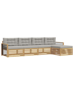 Set di divani da esterno 5 pcs Bianco e Grigio Chiaro 2