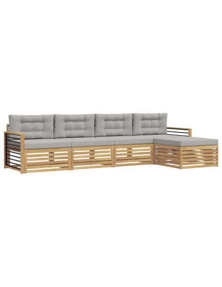 Set di divani da esterno 5 pcs Bianco e Grigio Chiaro