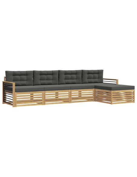 Set di divani da esterno 5 pcs Bianco e Antracite Poliestere