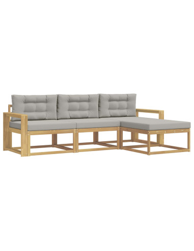 Set di divani da esterno 4 pcs Bianco e Grigio Chiaro