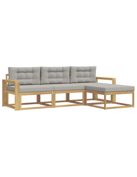 Set di divani da esterno 4 pcs Bianco e Grigio Chiaro