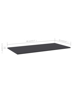 Ripiani per Libreria 8pz Grigi 80x30x1,5cm in Legno Multistrato