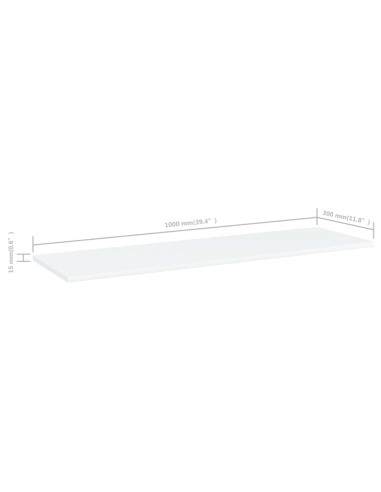 Ripiani per Libreria 8pz Bianchi 100x30x1,5cm Legno Multistrato