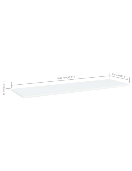 Ripiani per Libreria 8pz Bianchi 100x30x1,5cm Legno Multistrato