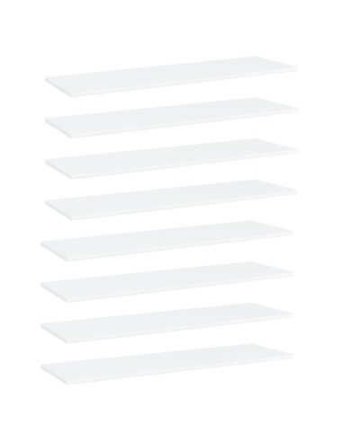 Ripiani per Libreria 8pz Bianchi 100x30x1,5cm Legno Multistrato