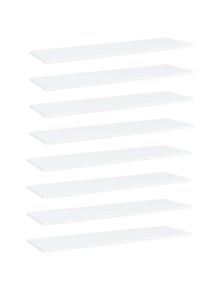 Ripiani per Libreria 8pz Bianchi 100x30x1,5cm Legno Multistrato