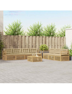 Set di divani da esterno 8 pcs Bianco e Beige 79 x 79 x 37 cm