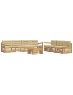 Set di divani da esterno 8 pcs Bianco e Beige 79 x 79 x 37 cm 2