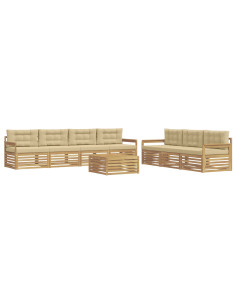 Set di divani da esterno 8 pcs Bianco e Beige 79 x 79 x 37 cm 2
