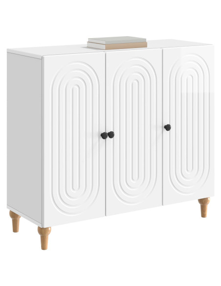 Credenza Bianco Lucido 89 x 34,5 x 80 cm Legno ingegnerizzato