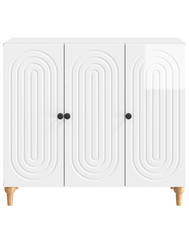 Credenza Bianco Lucido 89 x 34,5 x 80 cm Legno ingegnerizzato