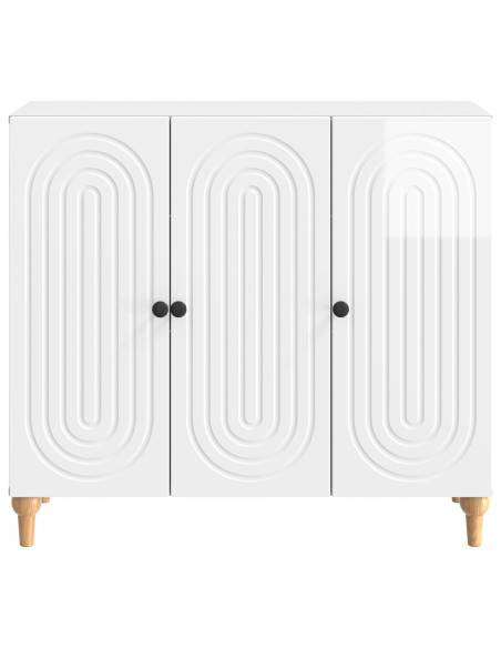 Credenza Bianco Lucido 89 x 34,5 x 80 cm Legno ingegnerizzato
